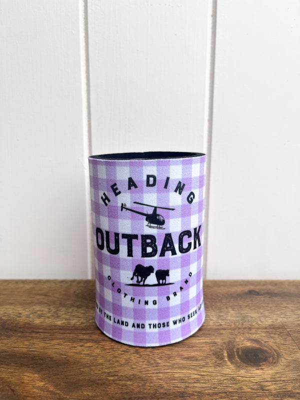 Purple Gingham Stubby Cooler